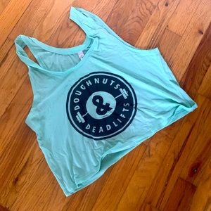 Doughnuts and Deadlifts flowy crop top